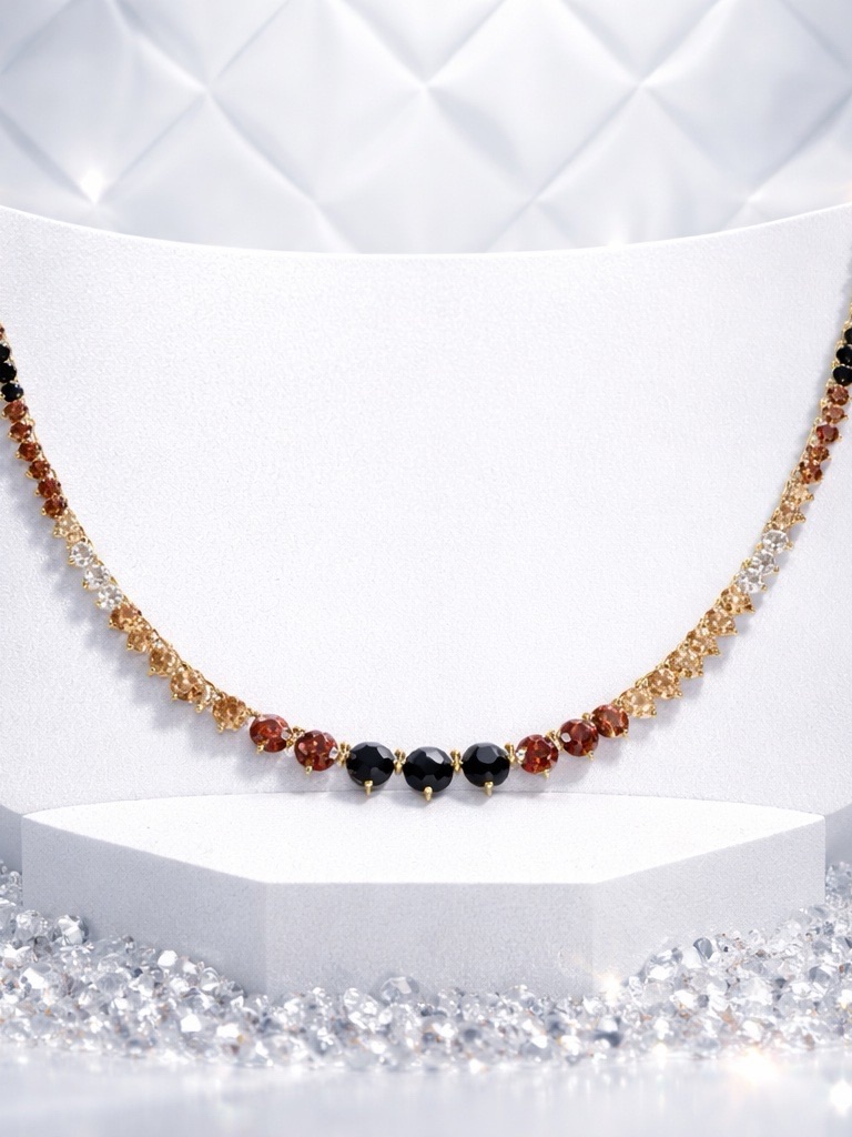 Melinda Maria Ombre Chocolate Gold Tennis Necklace Limited Edition 18 Firm 175$